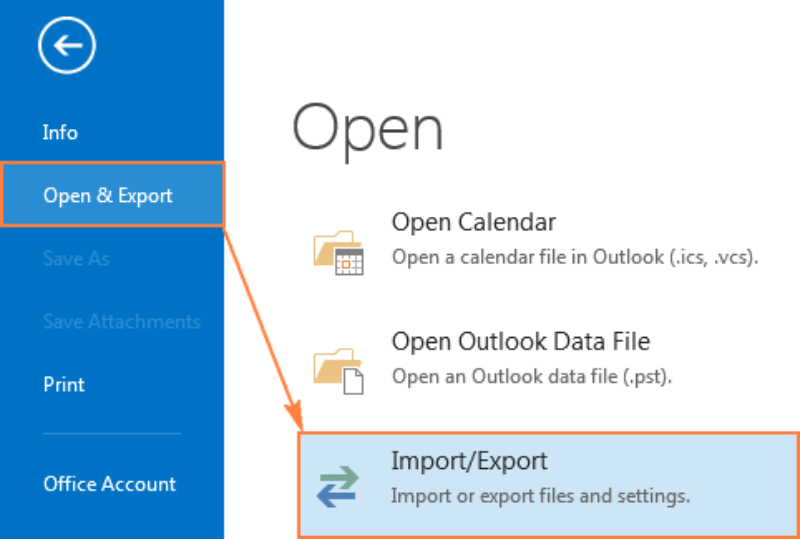 Tại mục File trong Outlook, hãy thực hiện các thao tác như hướng dẫn trong hình