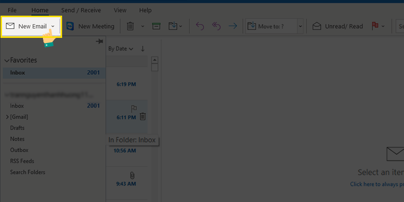 Bấm chọn New Email để tạo một hộp thư mới