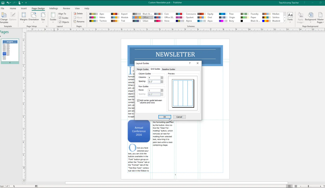 Cửa sổ làm việc của Microsoft Publisher