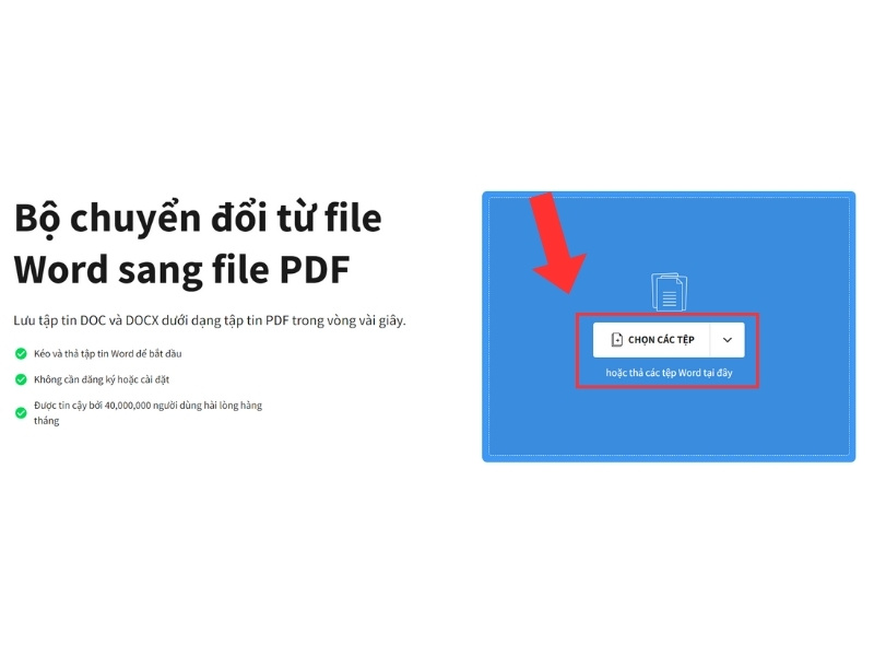 Nhấp chuột vào Chọn các tệp để tải file lên