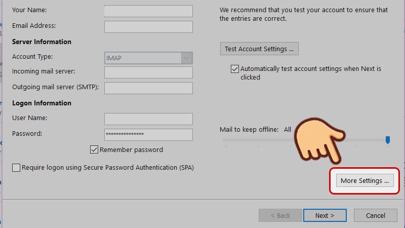 Nhấn chọn More Settings… để đến bước tiếp theo