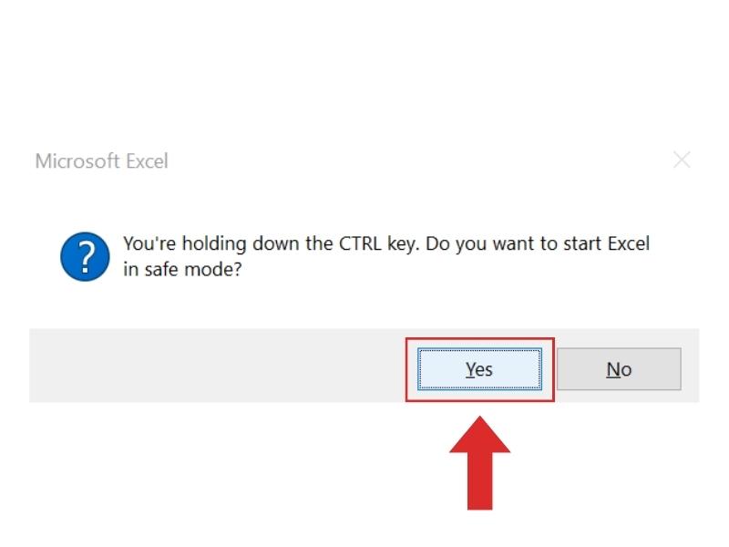 Chọn OK để xác nhận mở Excel theo chế độ Safe mode 