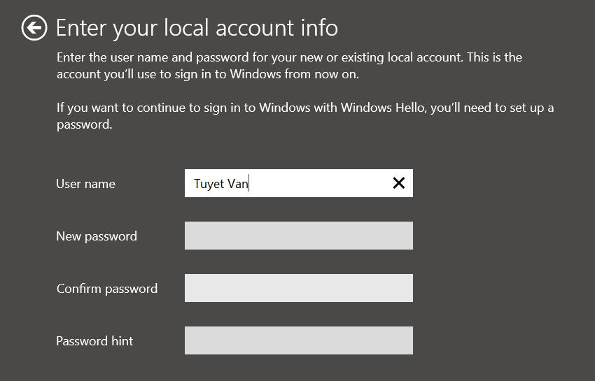 Đăng nhập vào tài khoản Local trên Windows 11