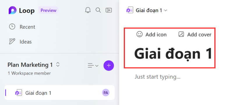 Điền thông tin của trang mới tạo tượng tự như không gian