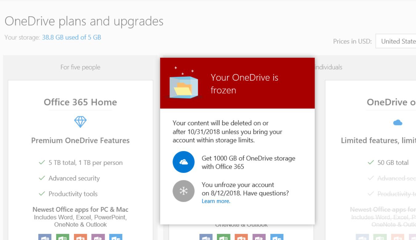 Người dùng sẽ không thể truy cập dữ liệu khi OneDrive bị khóa